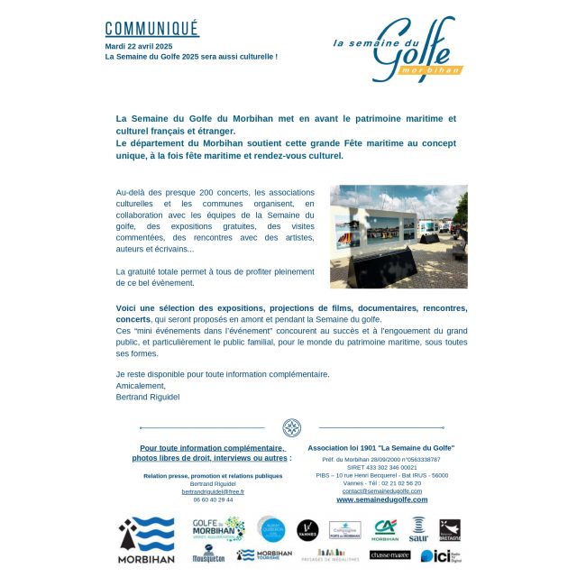 Communiqué de presse | La Semaine du Golfe 2025 sera aussi culturelle ! (22 avril 2025)	