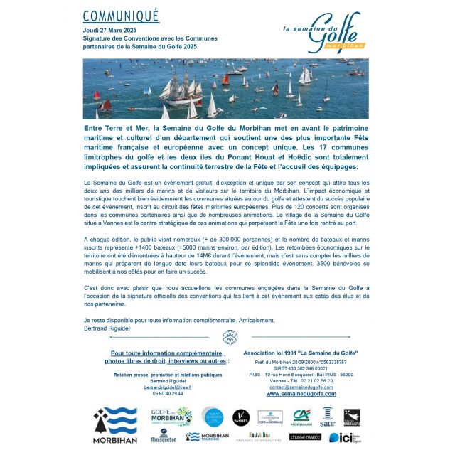 Communiqué de presse | Signature des Conventions avec les Communes partenaires de la Semaine du Golfe 2025 (28 mars 2025)	